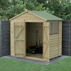 7' X 5' Forest Beckwood 25yr Guarantee Shiplap Pressure Treated Double Door Apex Wooden Shed (2.28m X 1.53m)