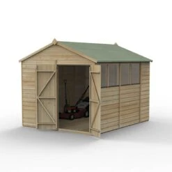 10' X 8' Forest Beckwood 25yr Guarantee Shiplap Pressure Treated Double Door Apex Wooden Shed (3.01m X 2.61m) -Lifetina Shop spa810dd4wm open 05.17.23