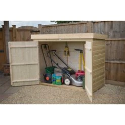 6'5 X 2'10 Forest Shiplap Large Double Door Pent Wooden Garden Storage - Outdoor Bike / Mower Store (1.9m X 0.86m) -Lifetina Shop spploshd 1