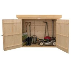 6'5 X 2'10 Forest Shiplap Large Double Door Pent Wooden Garden Storage - Outdoor Bike / Mower Store (1.9m X 0.86m) -Lifetina Shop spploshd 3