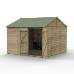 10' X 10' Forest Beckwood 25yr Guarantee Shiplap Pressure Treated Windowless Double Door Reverse Apex Wooden Shed (3.21m X 3.01m) -Lifetina Shop spr1010ddnwm open 05.24.23