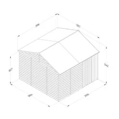 10' X 10' Forest Beckwood 25yr Guarantee Shiplap Pressure Treated Windowless Double Door Reverse Apex Wooden Shed (3.21m X 3.01m) -Lifetina Shop spr1010ddnwm line drawing 2023