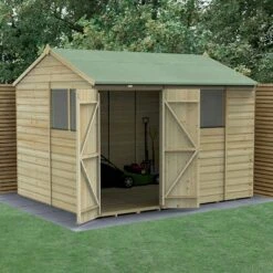 10' X 8' Forest Beckwood 25yr Guarantee Shiplap Pressure Treated Double Door Reverse Apex Wooden Shed (3.01m X 2.61m)