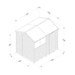 8' X 6' Forest Beckwood 25yr Guarantee Shiplap Pressure Treated Reverse Apex Wooden Shed (2.42m X 1.99m) 23 8' X 6' Forest Beckwood 25yr Guarantee Shiplap Pressure Treated Reverse Apex Wooden Shed (2.42m X 1.99m) -Lifetina Shop spr862wm line drawing 2023