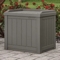 1'10 X 1'5 Suncast 83L Plastic Garden Storage Seat - Stoney Grey (0.56m X 0.43m)
