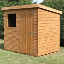 12' X 6' Traditional Standard Shiplap Pent Wooden Garden Shed (3.66m X 1.83m) -Lifetina Shop standard pent sheds insitu2 min 2