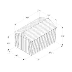 12' X 8' Forest Timberdale 25yr Guarantee Tongue & Groove Pressure Treated Windowless Double Door Apex Shed (3.65m X 2.52m) -Lifetina Shop tpa812ddnwm drawing