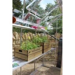 4' X 4' Halls Cotswold Birdlip Small Greenhouse With Toughened Glass (1.47m X 1.32m) -Lifetina Shop v01566 eden birdlip 4x4 small greenhouse internal min 1