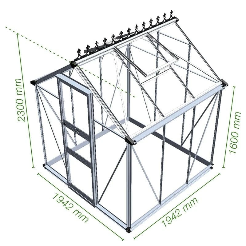 6' X 6' Halls Cotswold Burford Small Greenhouse With Toughened Glass (1.94m X 1.94m) 2 6' X 6' Halls Cotswold Burford Small Greenhouse With Toughened Glass (1.94m X 1.94m) - Image 2