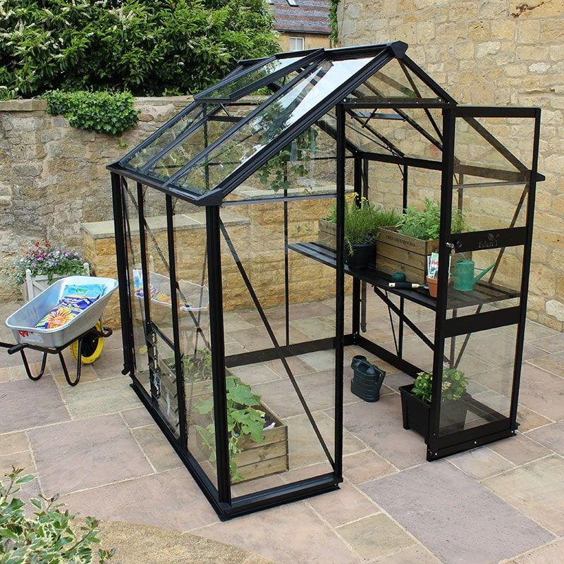 6' X 6' Halls Cotswold Burford Small Greenhouse In Black With Toughened Glass (1.94m X 1.94m) 4 6' X 6' Halls Cotswold Burford Small Greenhouse In Black With Toughened Glass (1.94m X 1.94m) - Image 4