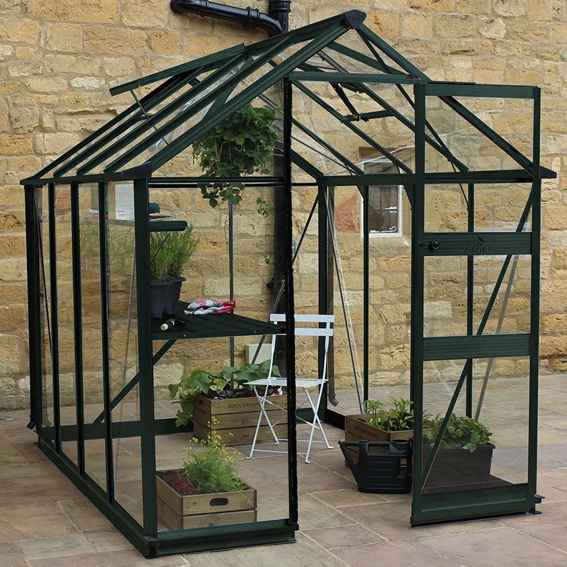 6' X 6' Halls Cotswold Burford Small Greenhouse In Green With Toughened Glass (1.94m X 1.94m) 1 6' X 6' Halls Cotswold Burford Small Greenhouse In Green With Toughened Glass (1.94m X 1.94m)