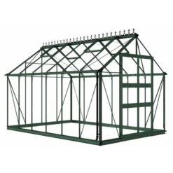 8' X 12' Halls Cotswold Blockley Greenhouse In Green With Toughened Glass (2.56m X 3.79m) -Lifetina Shop v01632 eden blockley 8x12 greenhouse green cutout min