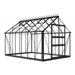 8' X 12' Halls Cotswold Blockley Greenhouse In Black With Toughened Glass (2.56m X 3.79m) -Lifetina Shop v01635 eden blockley 8x12 greenhouse black cutout min
