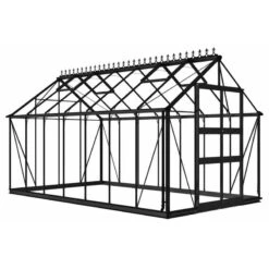 8' X 14' Halls Cotswold Blockley Greenhouse In Black With Toughened Glass (2.56m X 4.41m) -Lifetina Shop v01644 eden blockley 8x14 greenhouse black cutout min