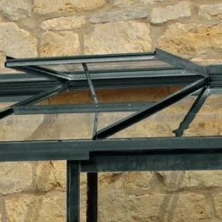 8' X 4' Halls Cotswold Broadway 84 Green Lean-To Greenhouse (2.56m X 1.32m) 9 8' X 4' Halls Cotswold Broadway 84 Green Lean-To Greenhouse (2.56m X 1.32m) -Lifetina Shop v01704 8x4 halls cotswold broadway 84 lean to greenhouse green close up2 min