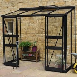 8' X 4' Halls Cotswold Broadway 84 Black Lean-To Greenhouse (2.56m X 1.32m)