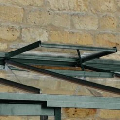 8' X 6' Halls Cotswold Broadway 86 Green Lean-To Greenhouse (2.56m X 1.93m) -Lifetina Shop v01710 8x6 halls cotswold broadway 86 lean to greenhouse green close up2 min