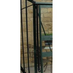 8' X 6' Halls Cotswold Broadway 86 Green Lean-To Greenhouse (2.56m X 1.93m) -Lifetina Shop v01710 8x6 halls cotswold broadway 86 lean to greenhouse green close up3 min