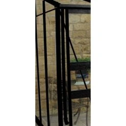 8' X 6' Halls Cotswold Broadway 86 Black Lean-To Greenhouse (2.56m X 1.93m) -Lifetina Shop v01712 8x6 halls cotswold broadway 86 lean to greenhouse black close up3 min
