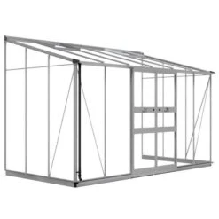 12' X 6' Halls Cotswold Broadway 126 Silver Lean-To Greenhouse (3.76m X 1.93m) -Lifetina Shop v01714 12x6 halls cotswold broadway lean to greenhouse silver cutout min