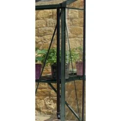 12' X 6' Halls Cotswold Broadway 126 Green Lean-To Greenhouse (3.76m X 1.93m) -Lifetina Shop v01716 12x6 halls cotswold broadway lean to greenhouse green close up3 min