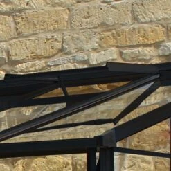 12' X 6' Halls Cotswold Broadway 126 Black Lean-To Greenhouse (3.76m X 1.93m) -Lifetina Shop v01718 12x6 halls cotswold broadway lean to greenhouse black close up2 min
