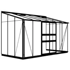 12' X 6' Halls Cotswold Broadway 126 Black Lean-To Greenhouse (3.76m X 1.93m) -Lifetina Shop v01718 12x6 halls cotswold broadway lean to greenhouse black cutout min