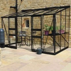 12' X 6' Halls Cotswold Broadway 126 Black Lean-To Greenhouse (3.76m X 1.93m)