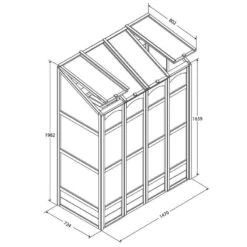 5'x2' Forest Victorian Tall Wall Greenhouse With Auto Vent (1.47x0.72m) -Lifetina Shop victgh drawing min 1